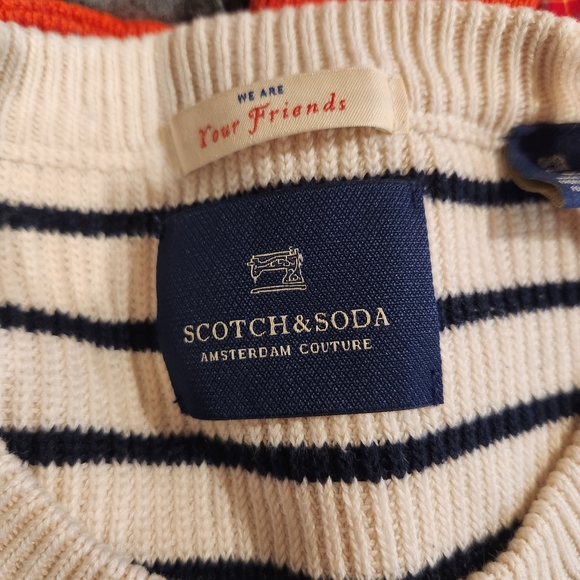 Scotch & Soda Sweater With Stripe Contrast Hem And Cuff In White Stripe- Size M - Picture 6 of 6